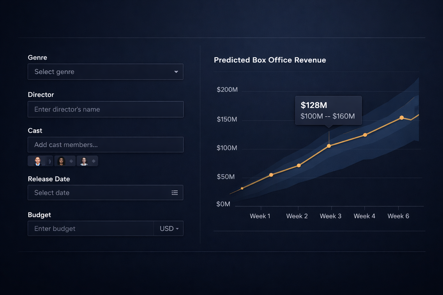 Интерфейс ввода параметров фильма
